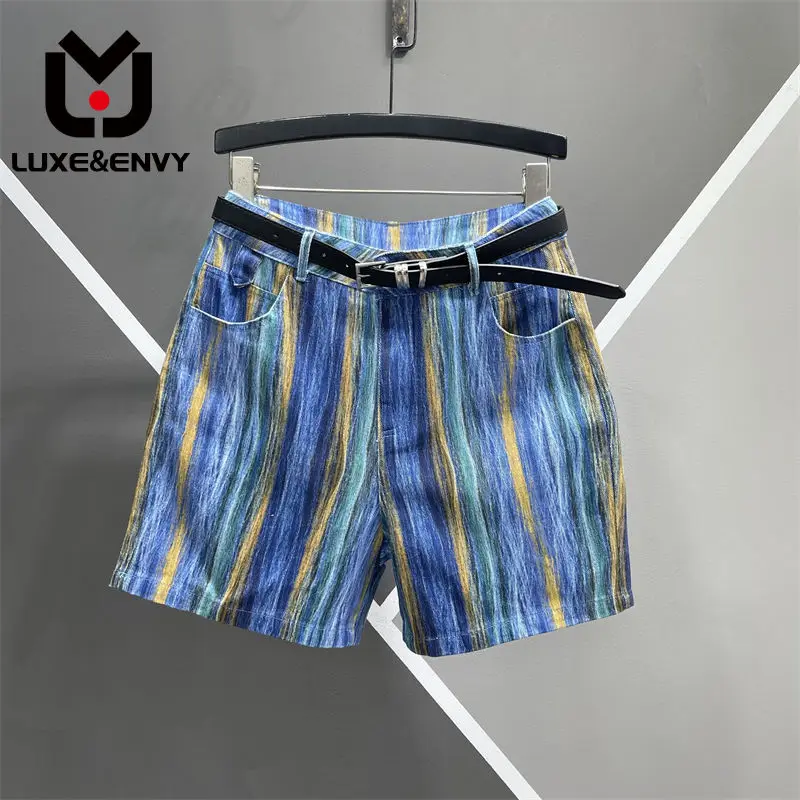 

LUXE&ENVY European New Slim High Waist Personalized Contrast Color Casual Denim Straight Leg Pants Small A-line Wide 2023 Autumn