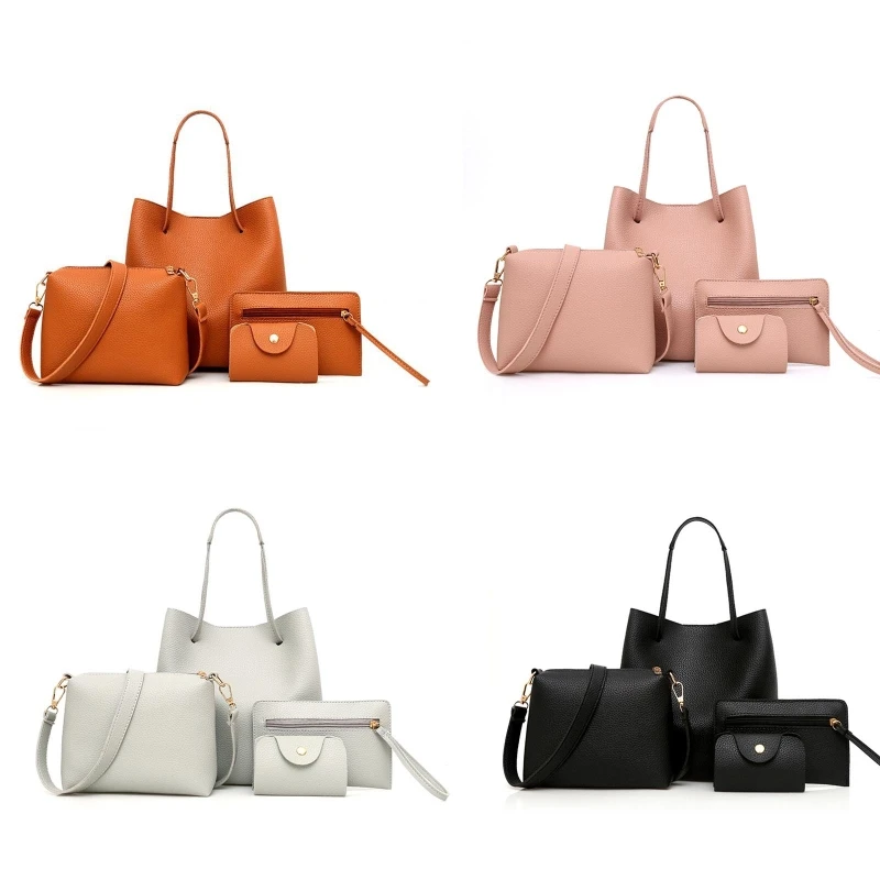 

4Pcs/set Leather Women Handbag Shoulder Bag Tote Card Holder Purse Messenger Satchel Top Handle Bags