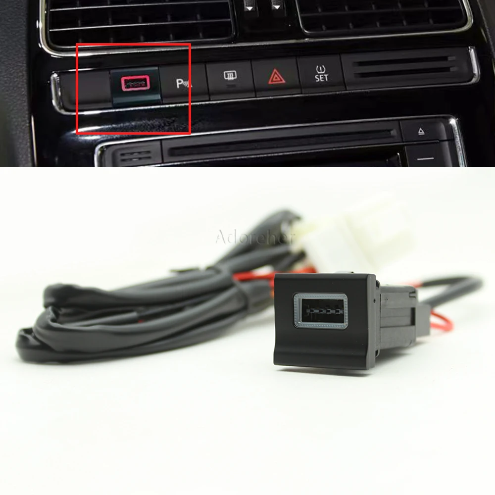

Автомобильное зарядное устройство для быстрой зарядки QC 2014, USB-разъем для зарядки сотового телефона VW Polo 2016, 2015, 2017, 2018, 1 шт.