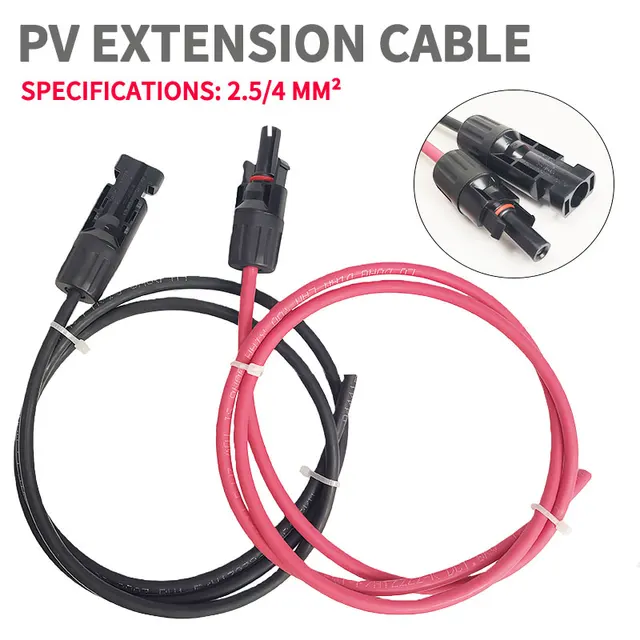 4//2.5 mm²  Extension Cable PV1-F Solar Panel Wire, Waterproof DC Connector Male & Female Pair for Photovoltaic System 1