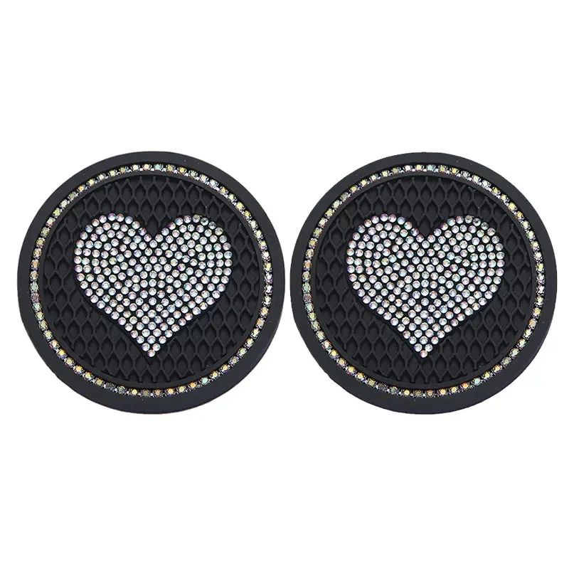 Car Coaster Car Mats Accessories 2pcs Heart-shaped Cup Holder Mat for Car