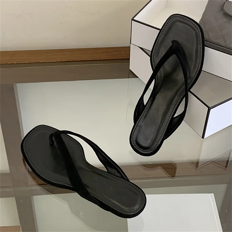 2026 Summer Fashion Shallow Square Clip Toe Slippers Women Low Heels Sandals Elegant Party Flip Flops Female Shoes 3