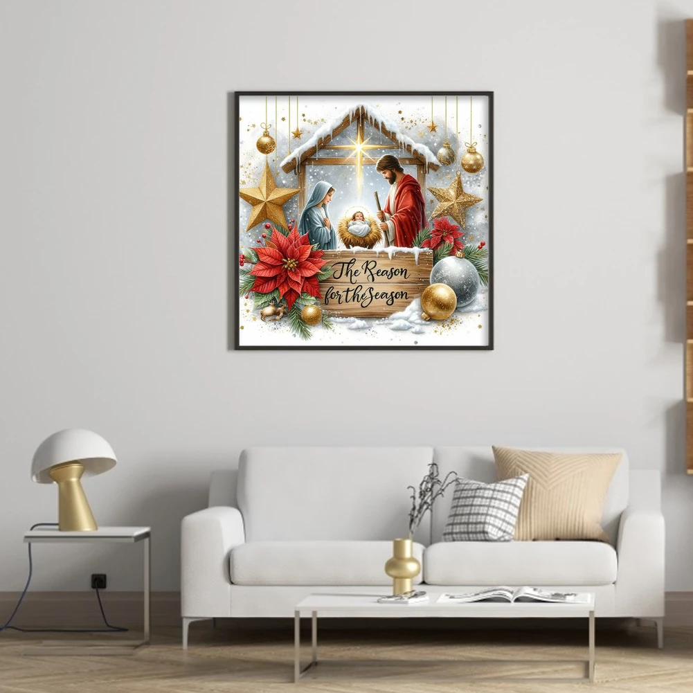 Full Embroidery cotton Thread 14CT Printed Nativity Cross Stitch Kit Artwork