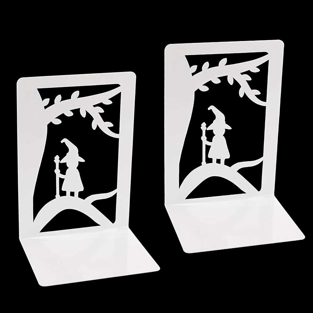 

4Pcs Color Genie Book Ends Home Desk Office Desktop Gifts for Book Loves Iron Bookends Holder Stand Shelf Book Rack