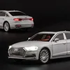1:24 AUDI A8 Alloy Car Model Diecasts Metal Vehicles Car Model Simulation Sound and Light Collection Boys Toy For Childrens Gift 3