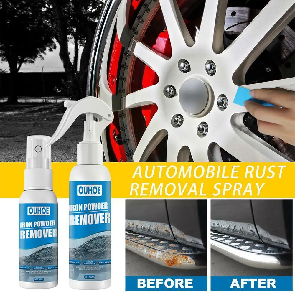Rust Remover Spray 100ml With Towel Metal Cleaner Iron Powder Car Remover Maintenance