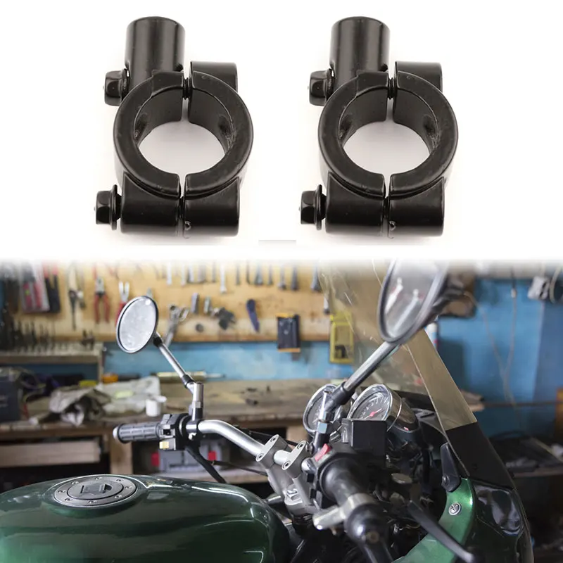 Motorcycle mirror mount 2pcs 22mm Handlebar 10mm 8mm 6mm Thread Motorcycle Mirror Mount Clamp Rear View Mirror Holder Adapter