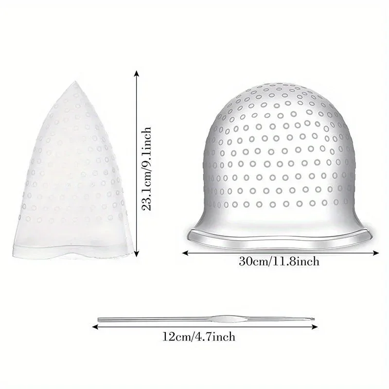 Silicone Hair Coloring Cap with Hook Needle – Professional Pink Dyeing Tool for Highlighting and Frosting