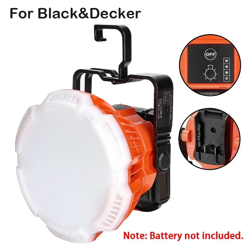 24W 2400LM Portable LED Work Light with Hook For Makita/Bosch/Dewalt/Milwaukee/B