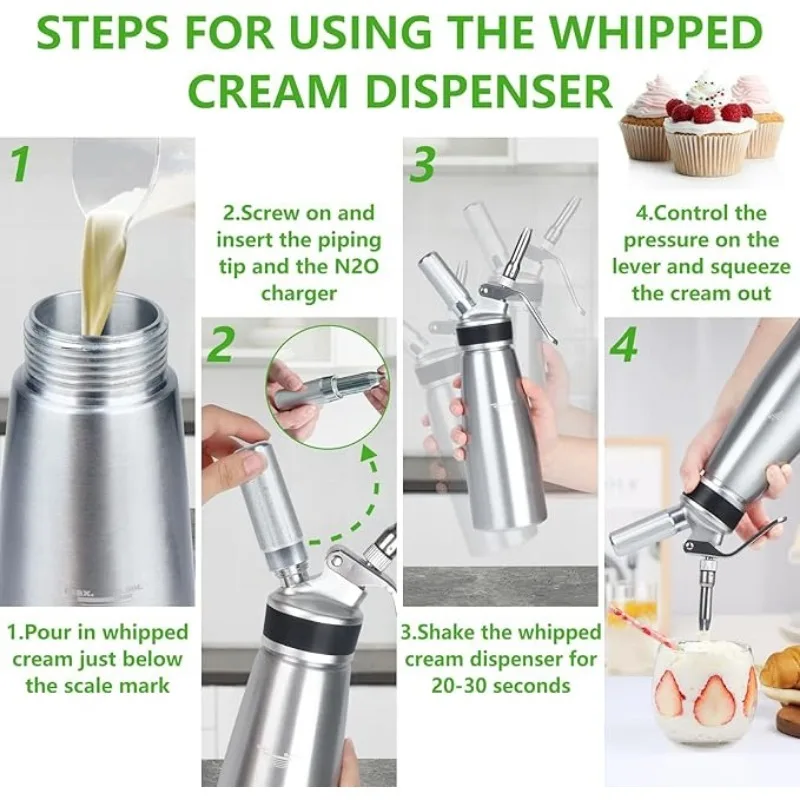 Cream Foam Gun 250/500/1000ml Cream Foam Gun Homemade Whipped Cream Dispenser Cake Piping Guns Siphon Squeeze Bottle Kitchen Dessert Tool