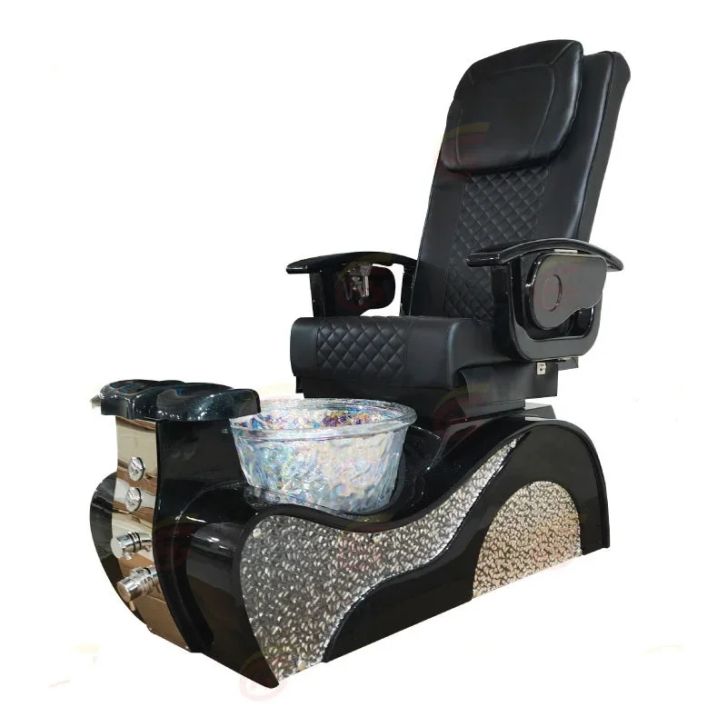 Luxury Black Spa Massage Chair Manicure Electric Throne Foot Bath Pedicure Chair Salon Furniture