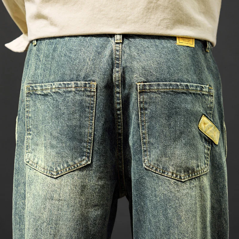 KSTUN Jeans For Men Baggy Pants Loose Fit Harem Pants Vintage Clothes Men Fashion Pockets Patchwork