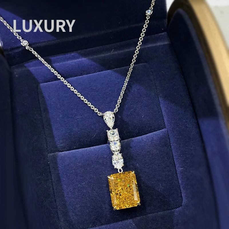 

Luxury 100% 925 Sterling Silver Sparkling Topaz High Carbon Diamond Pendant Necklace Wedding Party Bridal Fine Jewelry Wholesale