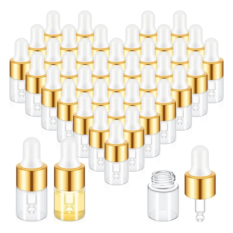 

2/3/5ml Glass Dropper Bottle With Gold Cap Mini Essential Oil Pipette Bottle Refill Perfume Bottle Sample Vials For Cosmetic