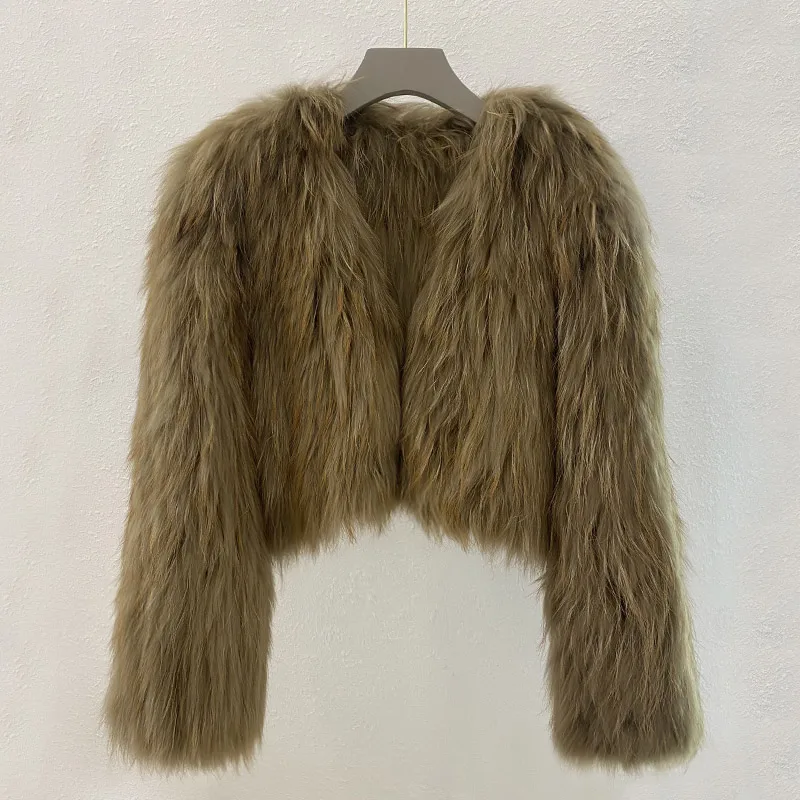 Korean Fashion Sweet Solid Color Long Sleeve Women's Real Fur Coat 2023 Winter Fur Double-Sided Woven Short Slim Fit Fur Coat