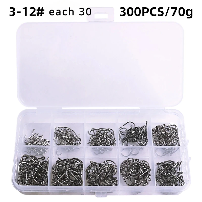 

300 Pcs Barbed Hooks Fishing Gear Hooks Sharp Hook Points Fast Stinging Fish Higher Hitting Rate Tight Not Easy To Come Off