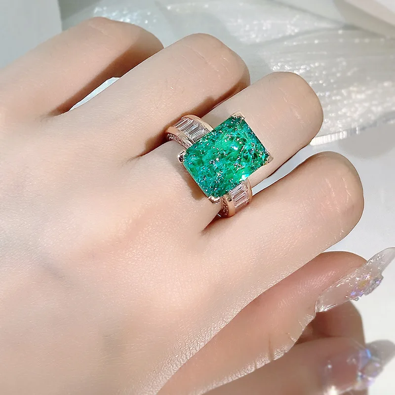 Silver cross ring silver heart ring silver rose ring silver rings silver ring gold plated silver ring emerald gemstone ring golden ring gemstone ring gold rings 18K gold S925 silver emerald Paraiba couples ring for women full diamond zircon engagement gift jewelry