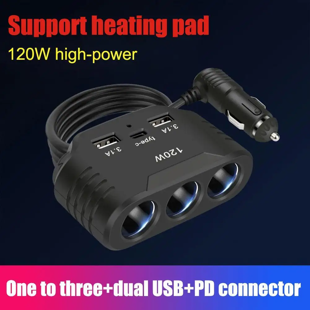 ABS 3 in 1 Dual USB Car Charger Splitter for GPS Dashcam