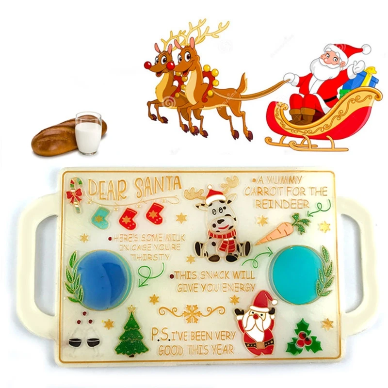 Christmas Tray Epoxy Resin Mold Xmas Fruit Serving Plate Silicone Mould