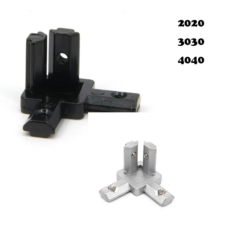 1 Set Black / Silver All Series 3-Way End Corner Bracket Connector with  Screws for Standard T Slot Aluminum Extrusion 2020 3030
