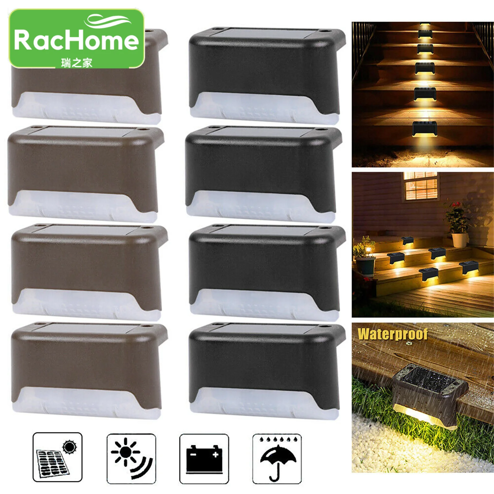 Уличная Светодиодная лампа для освещения дорожек, лестниц, забора, сада, ландшафта, ступенчатой колоды, освещение для балкона, забора, светильник 4 шт., светодиодная лампа на солнечных батареях, настенная, водонепроницаемая