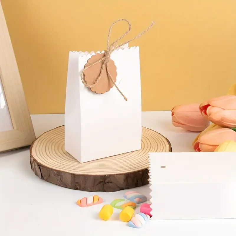 10/50 Kraftpapier-Geschenkboxen, weiße und braune Geschenktüten, DIY-Schnuranhänger, perfekt für Geburtstag, Hochzeit und Party-Geschenkverpackung – Detail 9
