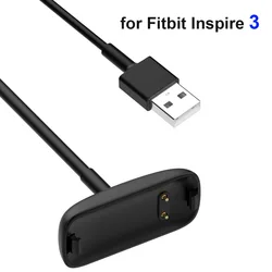 USB Charger Cable for Fitbit Inspire 3 - Replacement Charging Cord Accessory (Black)
