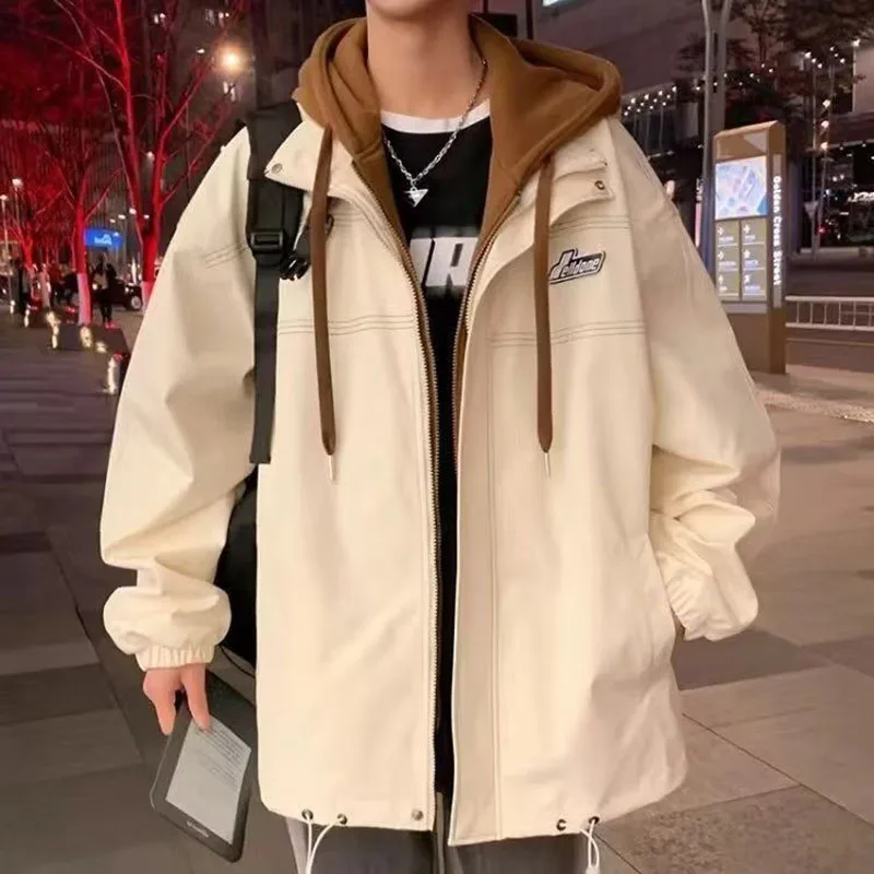 

Men's Holiday Two-piece Jacket Men's Hoodie Hong Kong Wind Street Boys Wearing A Casual Jacket Spring and Autumn Fashion Loose