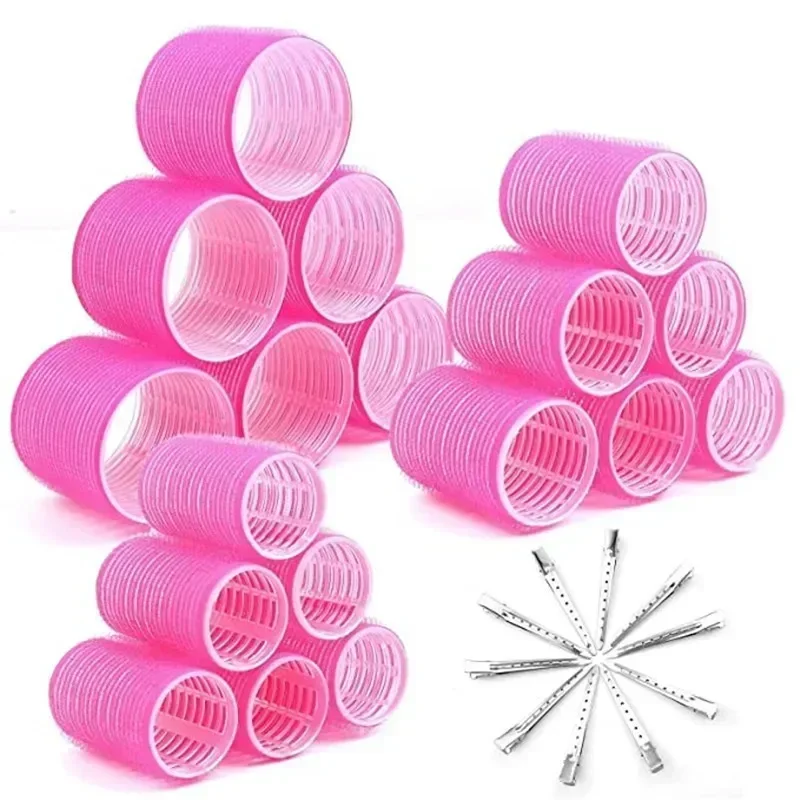 Hair Rollers Set 28pcs/Set 18pcs Plastic Self Grip Hair Curlers 3 Sizes 10pcs Metal Clips DIY Hairdressing Tools hair styling tool hair curling tools