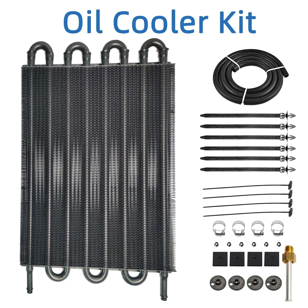 Oil Cooler 4 Row 6 Row 8 Universal Aluminum Radiator Converter Kit Auto Manual fit for Car Motorcycle Remote Transmission