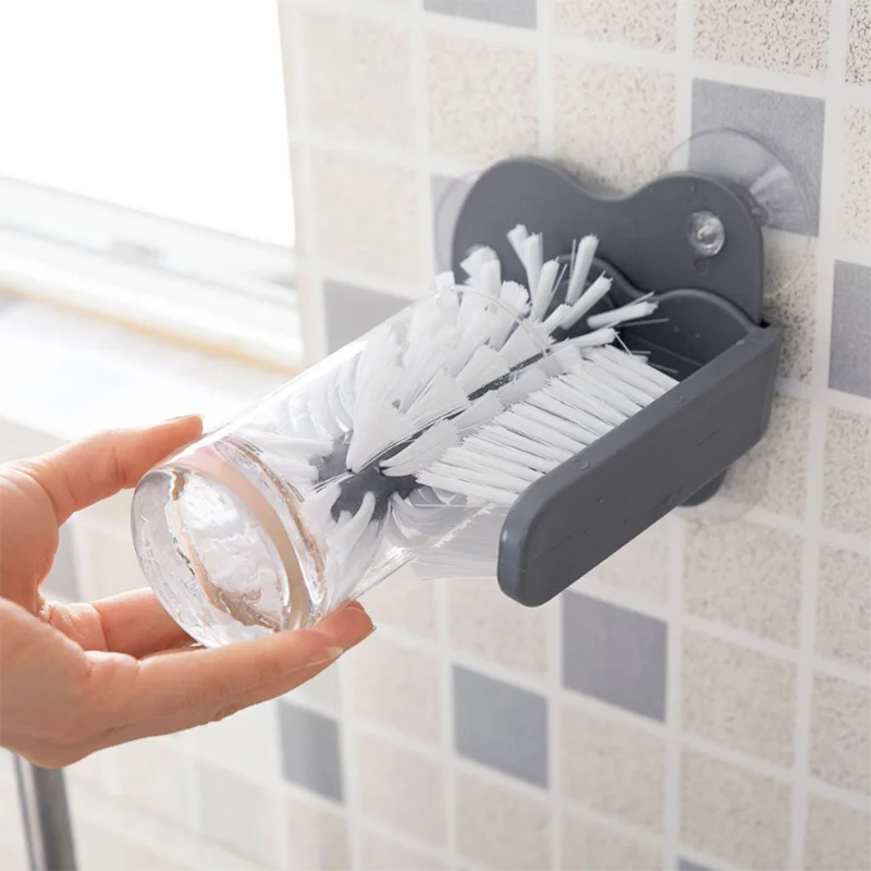 2 In 1 Cup Scrubber Glass Cleaner Bottles Brush Sink Drink Mug Wine