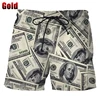 Bermuda Beach Shorts For Men Dollar 3D Printed Men's Board Shorts Unisex Casual Swimming Shorts Streetwear Vacation Beachwear 3