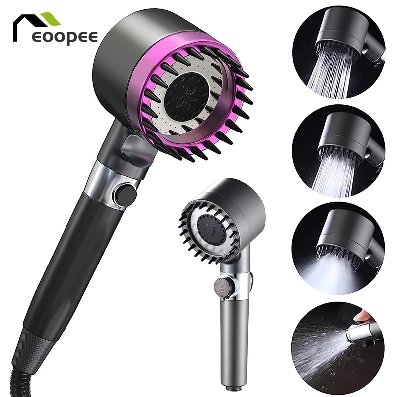 4ModesShowerheadHighPressureShowerHeadWithWaterFiltrationMassageShowerHeadRainfallShowerBathroomAccessories