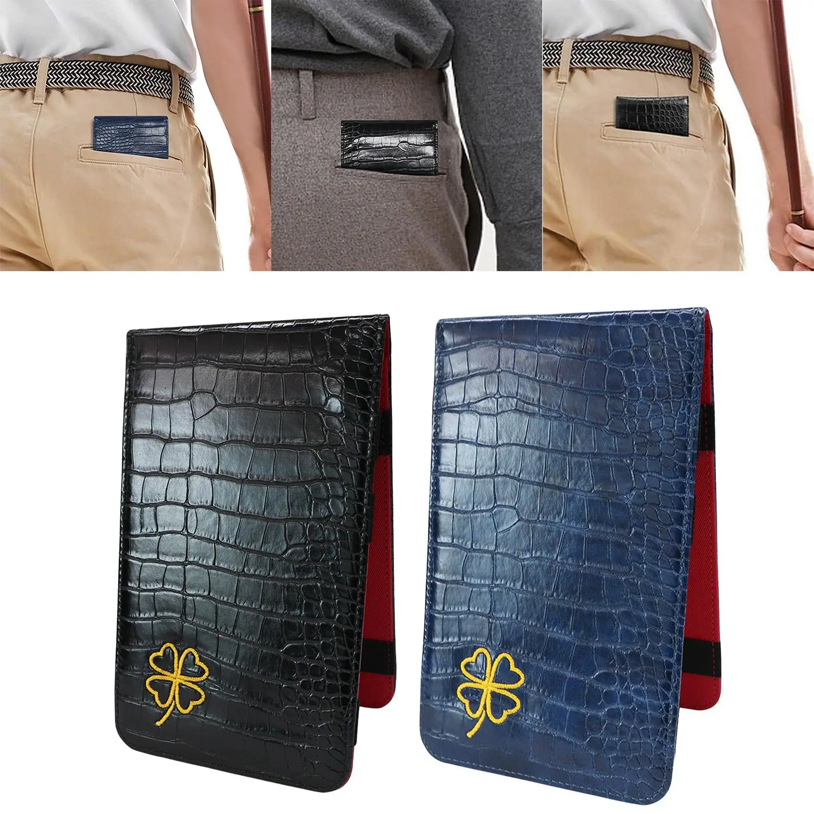 Yardage Book Cover Golf Score Cards Wallet with Pencil Loop with Elastic Bands Golf Scorecard Holder for Golfer Family Birthdays 6