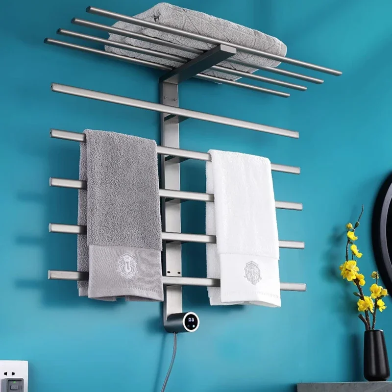 ราวแขวนผ้าเช็ดตัวไฟฟ้า ราวแขวนผ้าเช็ดตัวอัจฉริยะสำหรับห้องน้ำ ราวทำความร้อนและอบแห้งผ้าเช็ดตัว ควบคุมอุณหภูมิคงที่ พร้อมตั้งเวลา 1
