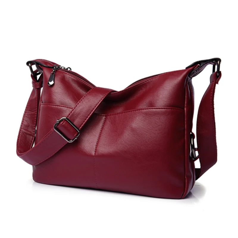 Luxury High Quality Women PU Leather Crossbody Bag Female Tote Hobos Messenger Bag Handbags Solid Leather Messenger Shoulder Bag