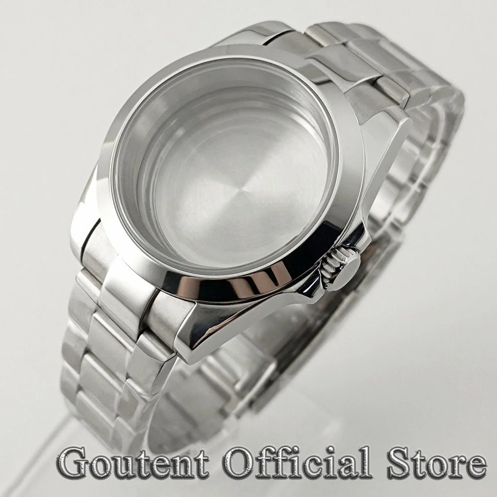 

Goutent 39mm Sapphire Crystal Silver Men's Watch Case Fit NH34 NH35 NH36 ETA 2824 PT5000 Automatic Movement