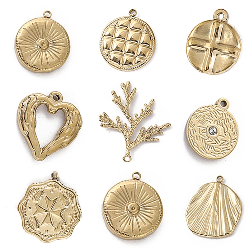 

Stainless Steel gold colo Charm Pendant Irregular Dainty Tree Heart Cross for DIY Necklace Bracelet Jewelry Making Supplies
