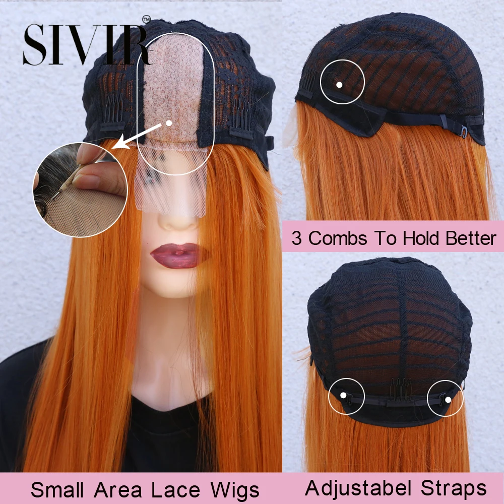 Synthetic Brazilian Wigs For Women Long Straight Lace Ginger Orange/Pink/Purple/White/Brown Color Cosplay Heat Resistant