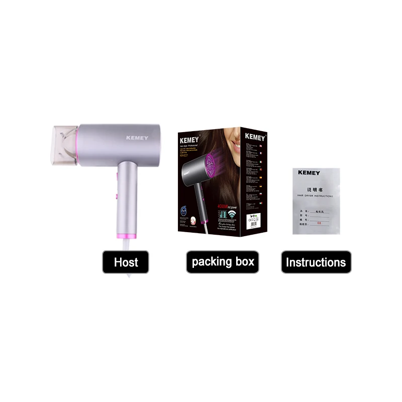 Kemei Salon 4000W Powerful Electric Hair Dryer Negative Ion Hair Care Professional Quick Dry 220V Blow Dryer Household KM-8221 2