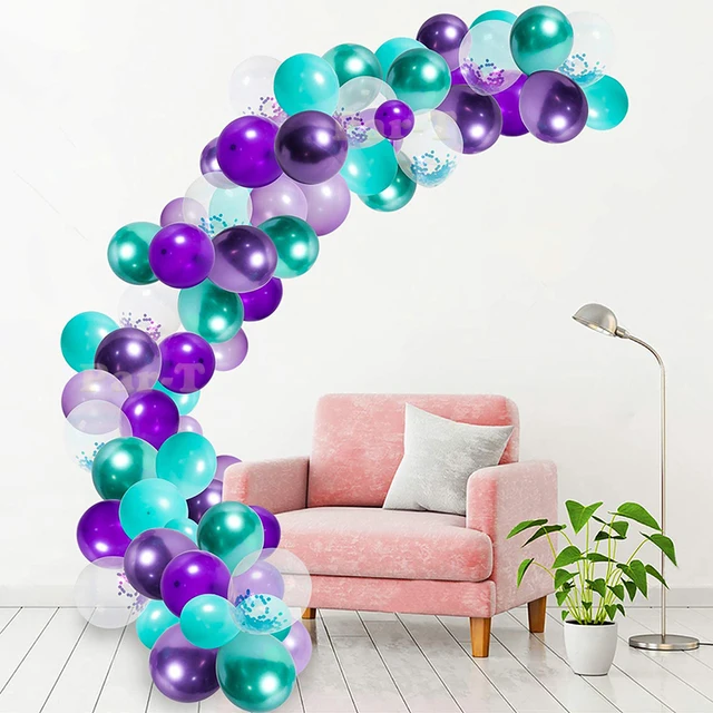 123Pcs Mermaid Balloon Garland Balloons Arch Garland Kit Dot Glitter Indoor Outdoor Frame Decor Birthday Party Supplies for Kids 4