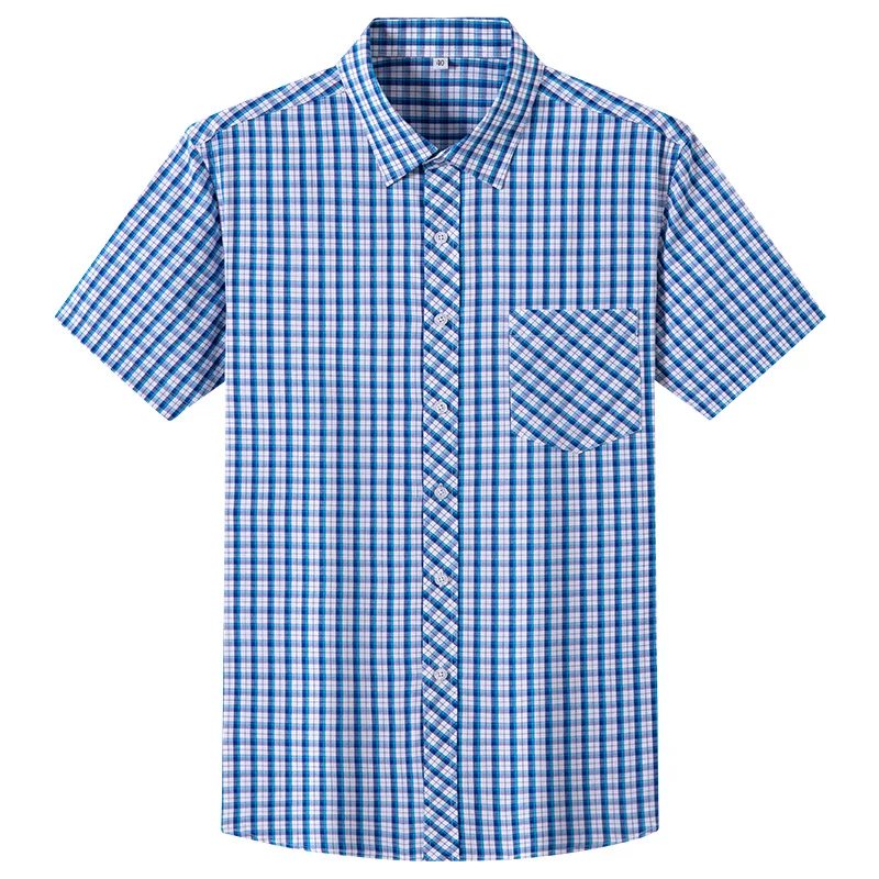 Fashion korean popular clothes plus size 100%cotton short sleeve shirts for men slim fit casual plain shirt free shipping items