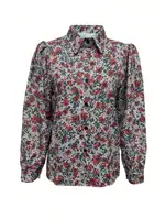 Ditsy Floral Print Long Sleeve Button-Up Blouse for Women, Loose Fit Casual Shirt - Image 3