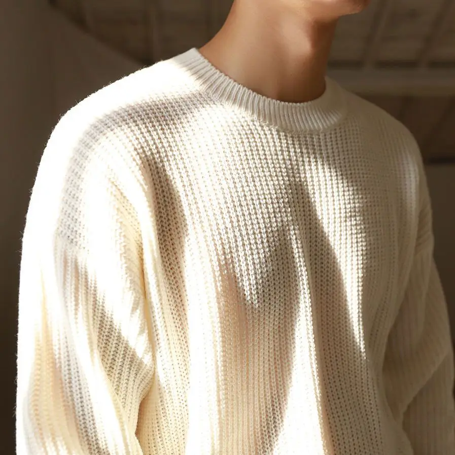 

New 2023 Cotton-Blend Sweater Men's Crewneck Pullover Tops 2023 Autumn Winter Knitted Casual Loose Solid Color Jacket C122