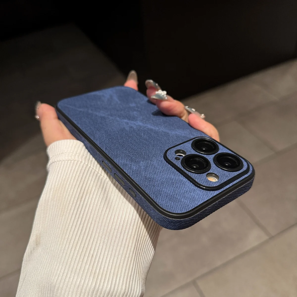 Luxury Vintage Washed Cowboy Fabric Phone Case with Camera Lens Protection and Shockproof Design