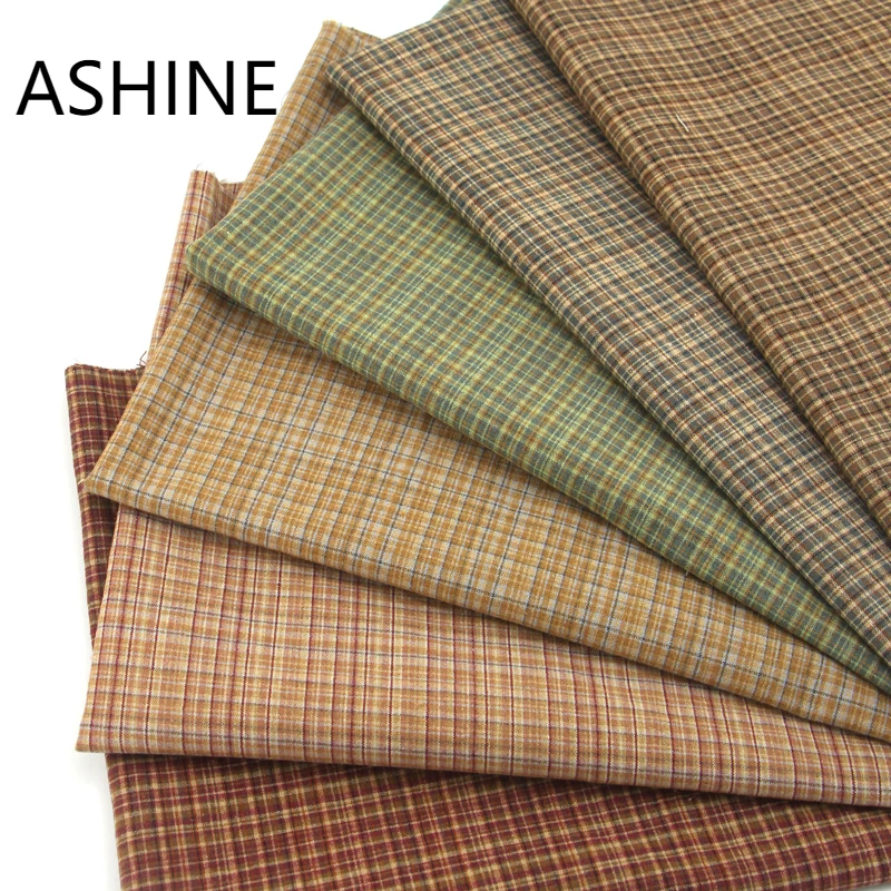 

Brown 100% Cotton Japanese Yarn Dyed Fabric for DIY Quilting Bag Pursen Doll Sewing Patchwork Trimming Plaid Stripe Cloth