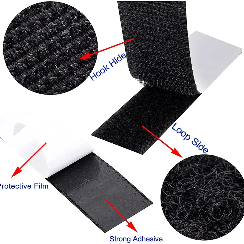 5m Strong Self Adhesive Hook And Loop Fastener Tape Nylon Sticker Disks