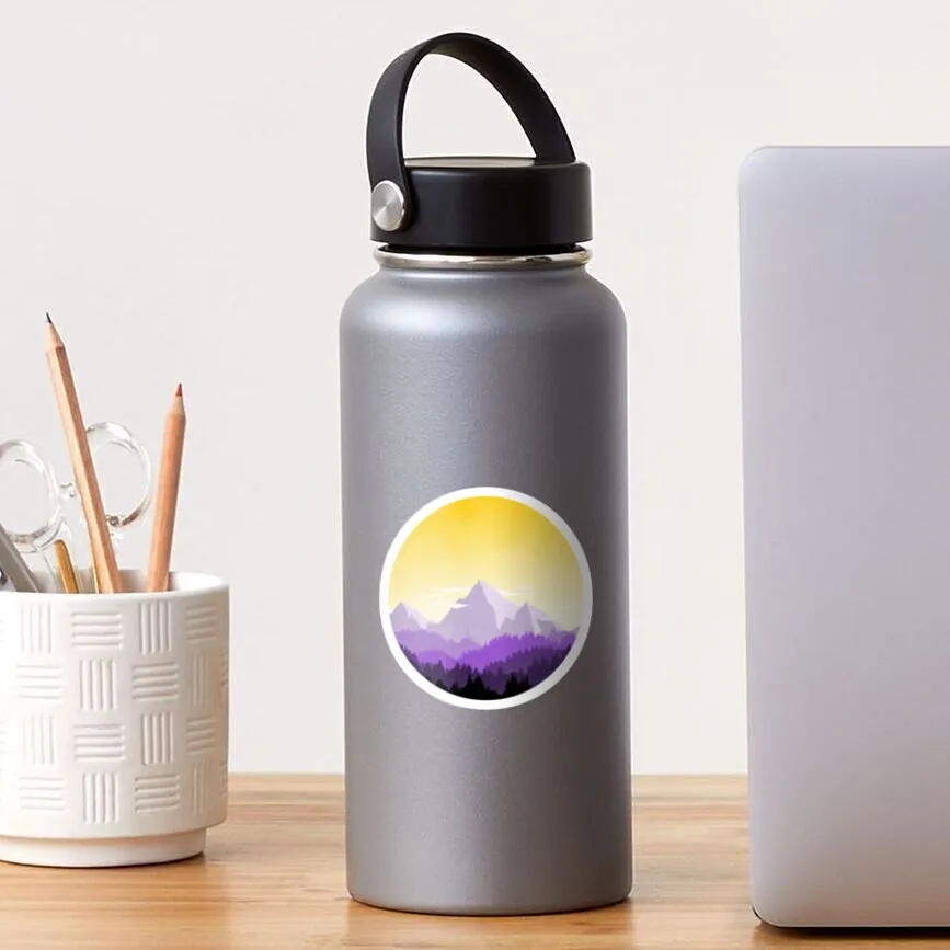 

Enby Range Circle (Subtle Non-Binary Flag Landscape) Sticker for Laptop Public Suitcase