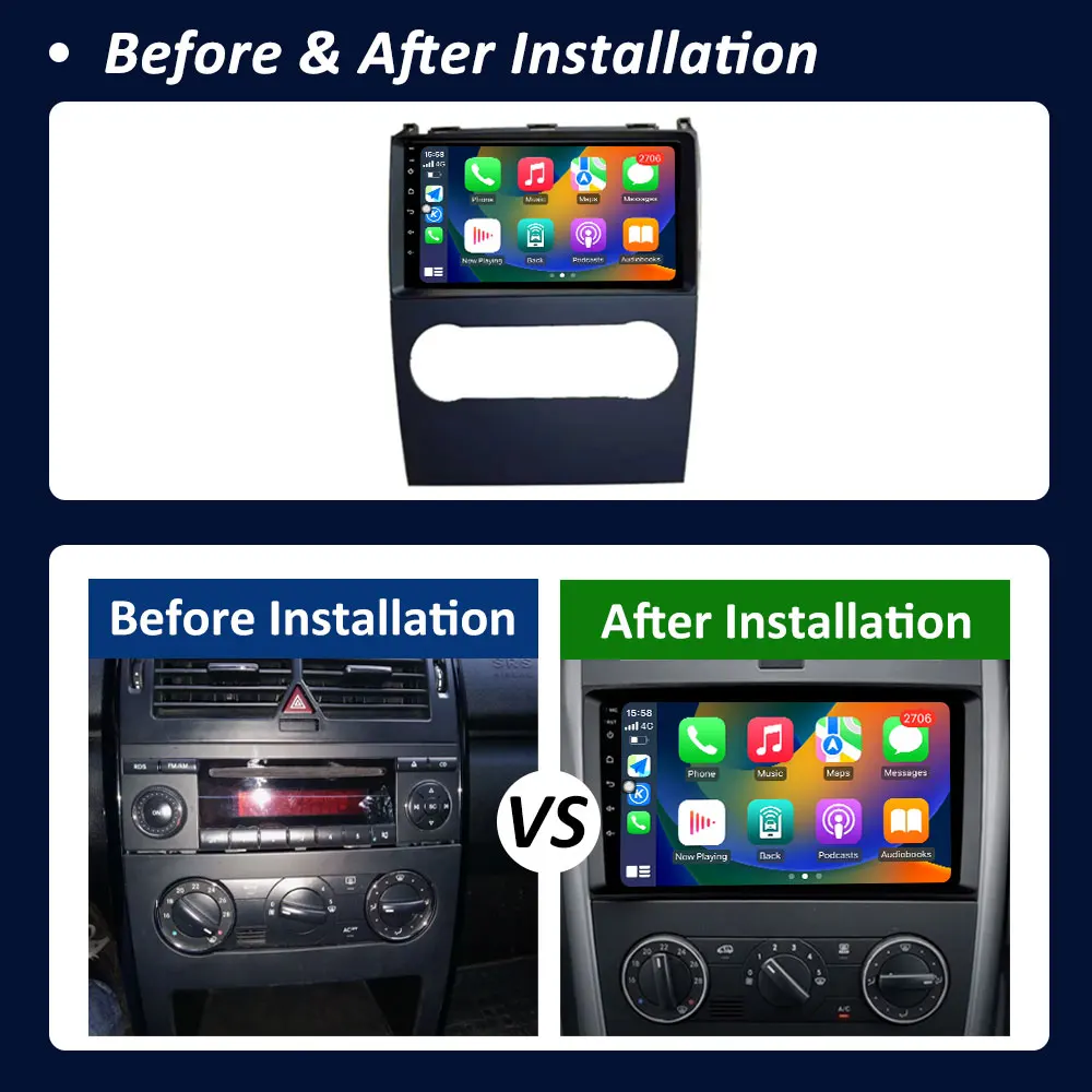 Autoradio Android Per Mercedes Classe A/B 2008-2011 - 9 Pollici, CarPlay, GPS, 2+64GB - Foto 6