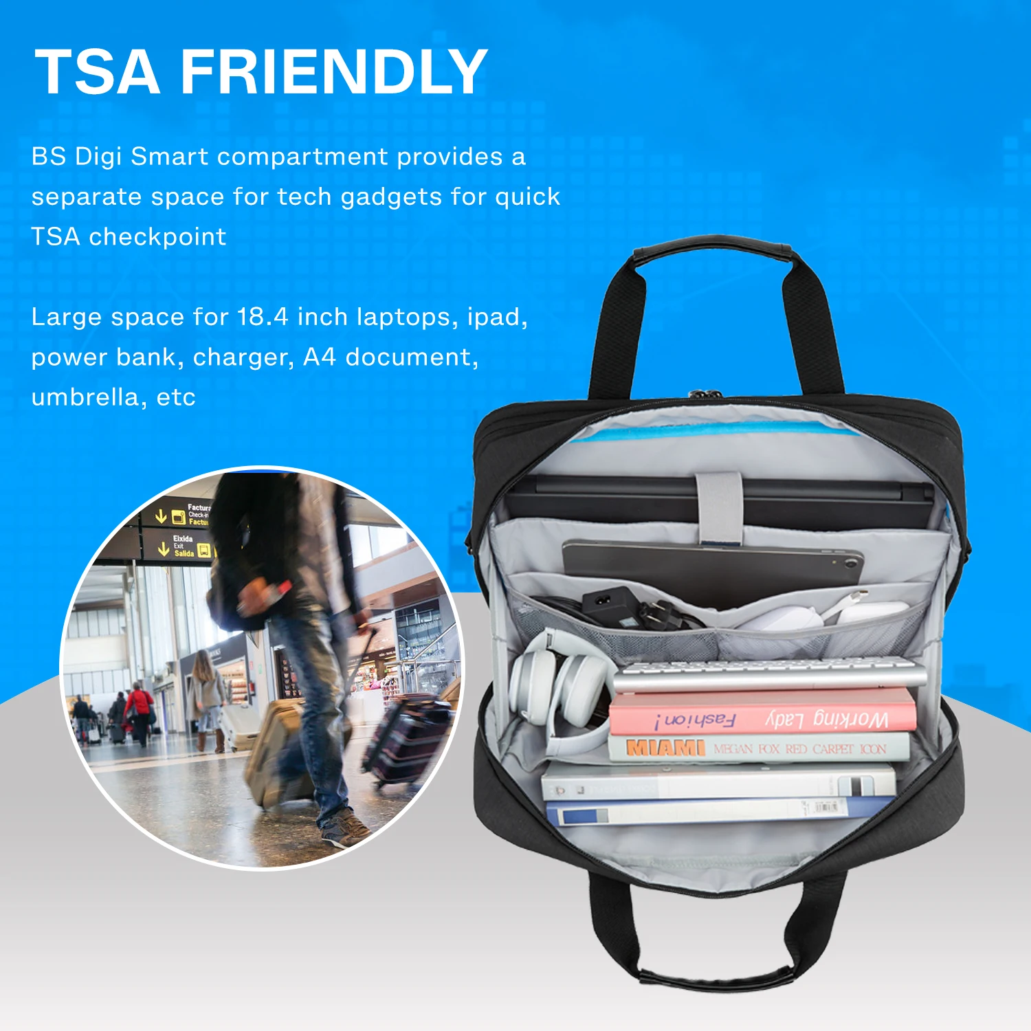 Computador, Bolsa De Ombro, Negócios, Faculdade, Viagem, BAGSMART, 30L, 17,3